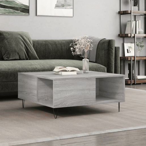 Mesa de Centro, Mesa baixa, 80x80x36,5 cm derivados madeira cinzento sonoma