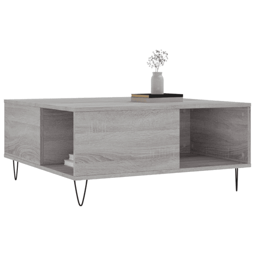 Mesa de Centro, Mesa baixa, 80x80x36,5 cm derivados madeira cinzento sonoma
