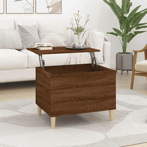 Mesa de Centro, Mesa baixa, 60x44,5x45 cm derivados madeira carvalho castanho