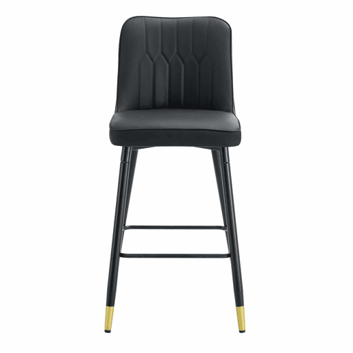 Conjunto de 2 bancos de bar, 100 cm - Couro PU preto, estrutura metálica preta, apoio para os pés confortável - Preto
