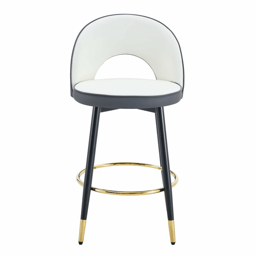 Banco de bar giratório 360° - Almofadas cinza escuro e branco, material PU, banco acolchoado confortável, ideal para bares, salas de jantar, cozinhas, terraços, etc. - Cor: Cinza escuro, Branco