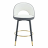 Banco de bar giratório 360° - Almofadas cinza escuro e branco, material PU, banco acolchoado confortável, ideal para bares, salas de jantar, cozinhas, terraços, etc. - Cor: Cinza escuro, Branco