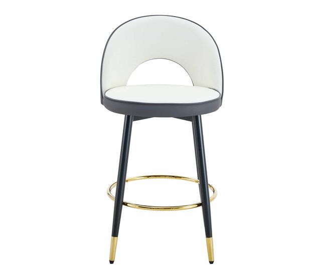 Taburete de bar giratorio 360° - cojines gris oscuro y blanco, material pu, taburete acolchado cómodo, ideal para bares, comedores, cocinas, terrazas,