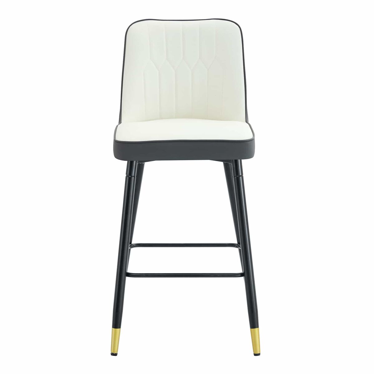 Juego de 2 taburetes de bar 100 cm - pu cuero, base metálica negra, reposapiés cómodo - gris oscuro, blanco+plata