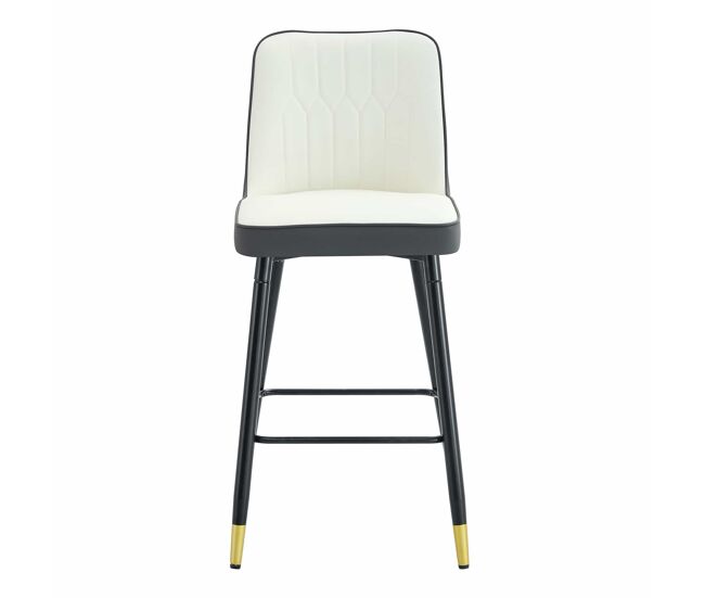 Juego de 2 taburetes de bar 100 cm - pu cuero, base metálica negra, reposapiés cómodo - gris oscuro, blanco+plata