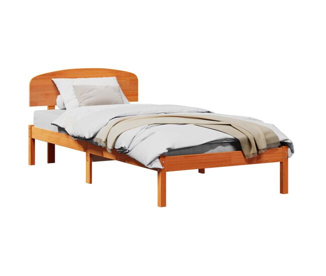 Estructura de cama simple para adultos con cabecera - Marrón cera 90 x 200 cm
