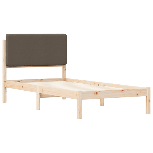 Estrutura de cama de solteiro Design com Cabeceira Estofada Cinzento-acastanhado