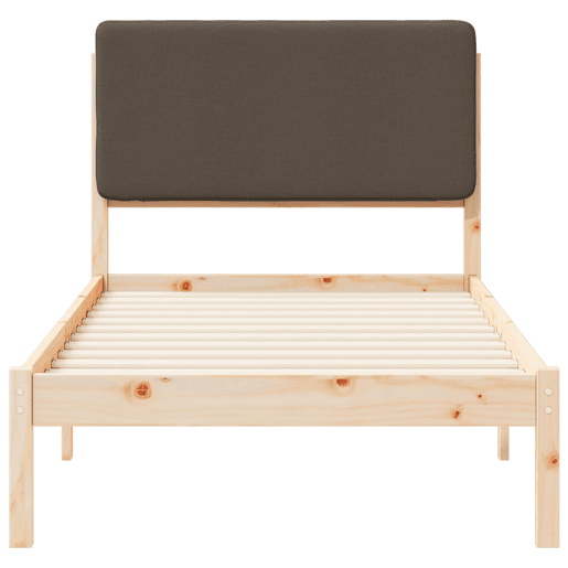 Estrutura de cama de solteiro Design com Cabeceira Estofada Cinzento-acastanhado