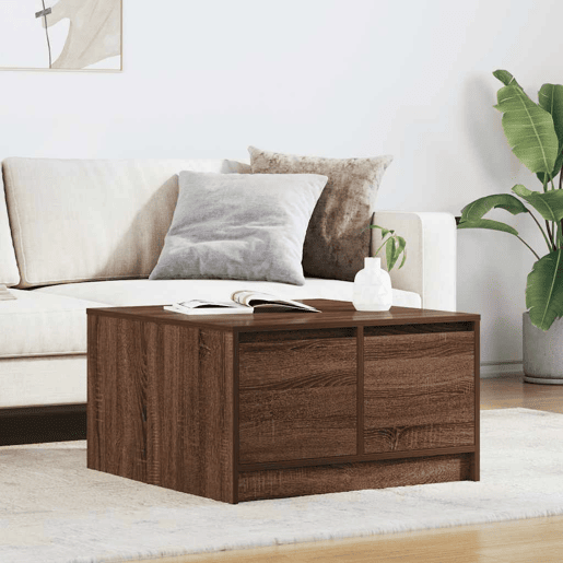 Mesa de Centro, Mesa baixa, com gavetas 70,5x70x40 cm carvalho castanho