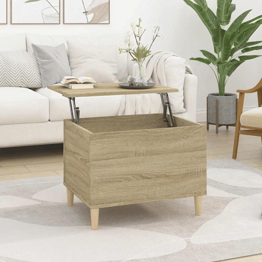 Mesa de Centro, Mesa baixa, 60x44,5x45 cm derivados madeira carvalho sonoma