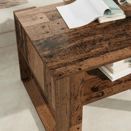 Mesa de Centro, Mesa baixa, com armazenamento Madeira antiga 66 x 53 x 45 cm