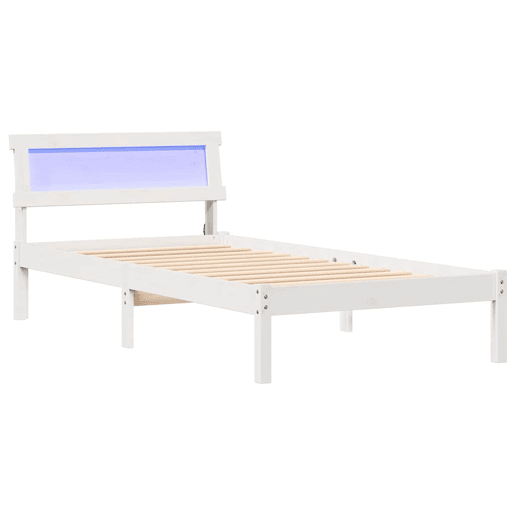 Estrutura de cama de solteiro para adultos - Branco 75 x 190 cm Madeira de Pinheiro Sólida