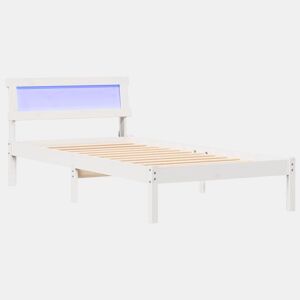 Estrutura de cama de solteiro para adultos - Branco 75 x 190 cm Madeira de Pinheiro Sólida