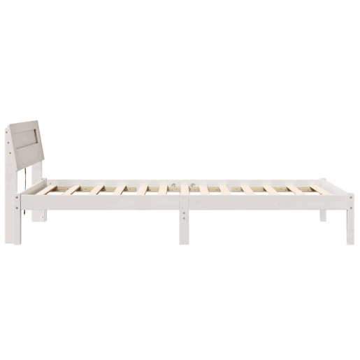 Estrutura de cama de solteiro para adultos - Branco 75 x 190 cm Madeira de Pinheiro Sólida