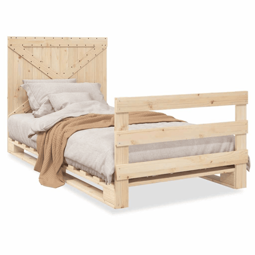 Estrutura de cama de solteiro para adultos com cabeceira 100x200cm pinho maciço