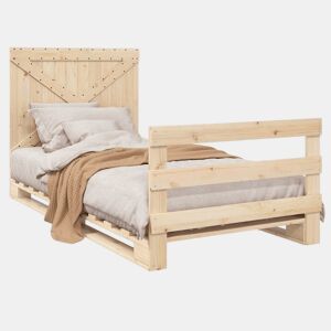 Estrutura de cama de solteiro para adultos com cabeceira 100x200cm pinho maciço