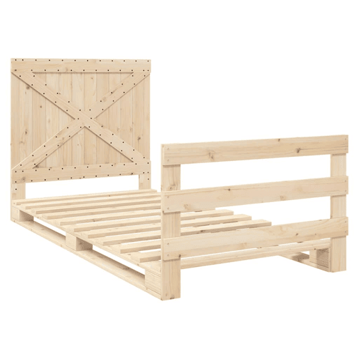 Estrutura de cama de solteiro para adultos com cabeceira 100x200cm pinho maciço