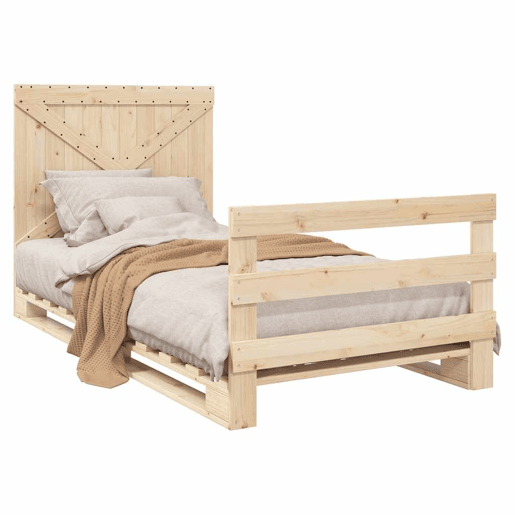 Estrutura de cama de solteiro para adultos com cabeceira 100x200cm pinho maciço