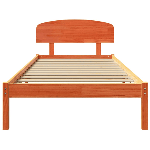 Estrutura de cama de solteiro moderno com cabeceira - Marrom Cera 75 x 190 cm