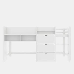 Cama semi-alta 90x200 cm - Casa, vários compartimentos de arrumação, área de entretenimento, branca