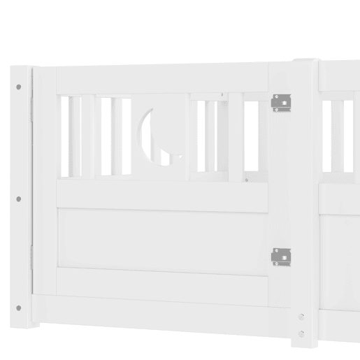 Cama infantil 90x190 cm - Com grades, decoração de estrelas e lua - Branco Cama infantil 90x190 cm - Com grades, decoração de estrelas e lua - Branco