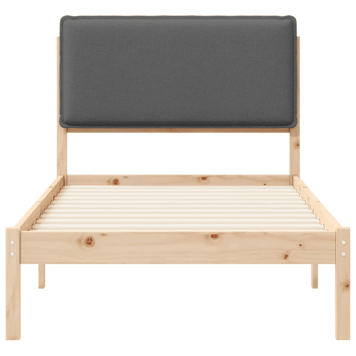 Estrutura de cama de solteiro para adultos com Cabeceira Estofada Cinza Escuro