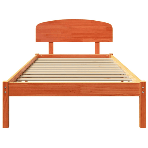 Estrutura de cama de solteiro moderno com cabeceira - Marrom Cera 80 x 200 cm