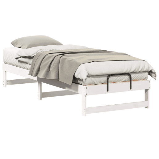 Estrutura de cama de solteiro para adultos - Branco 90 x 210 cm Madeira de Pinheiro Sólida