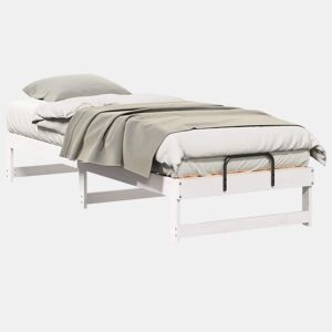 Estrutura de cama de solteiro para adultos - Branco 90 x 210 cm Madeira de Pinheiro Sólida