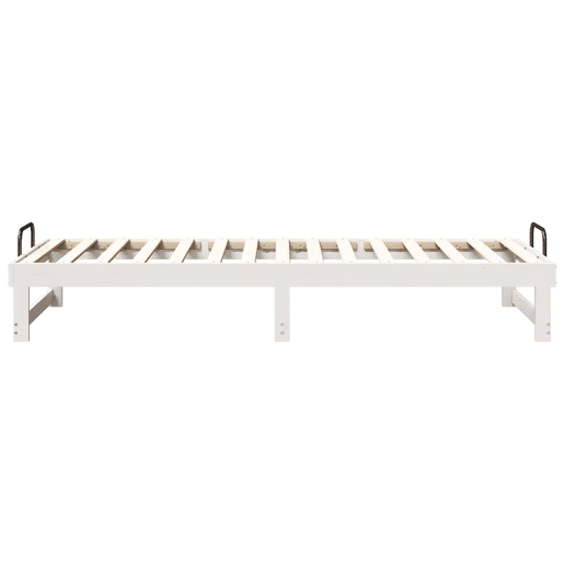 Estrutura de cama de solteiro para adultos - Branco 90 x 210 cm Madeira de Pinheiro Sólida