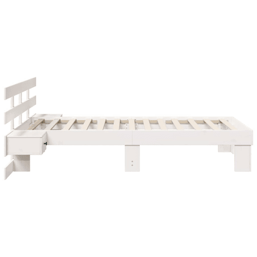 Estrutura de cama de solteiro para adultos - Branco 90 x 200 cm Madeira de Pinheiro Sólida
