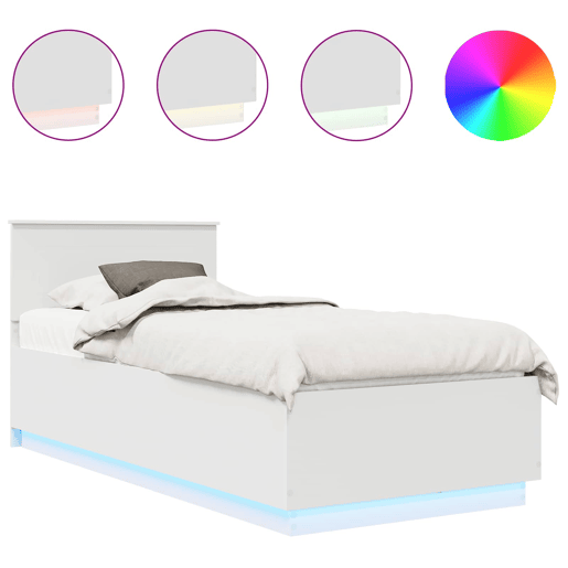 Estrutura de cama de solteiro para adultos - Branco 70 x 190 cm Madeira processada