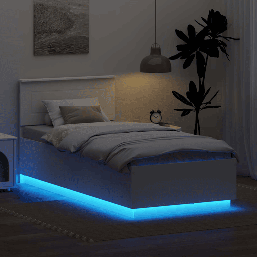 Estrutura de cama de solteiro para adultos - Branco 70 x 190 cm Madeira processada