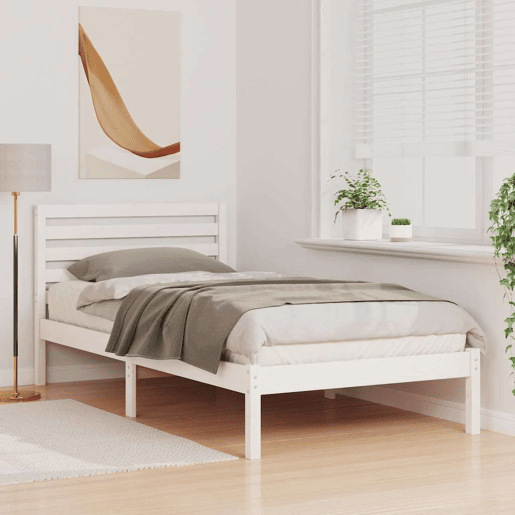 Estrutura de cama de solteiro para adultos com Cabeceira - Branco 100 x 200 cm