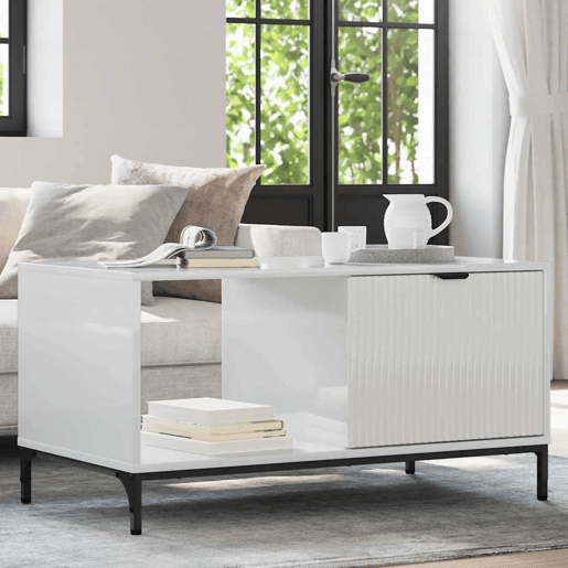 Mesa de Centro, Mesa baixa, com gaveta Branco Brilhante 90 x 49 x 46 cm