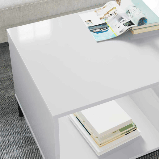 Mesa de Centro, Mesa baixa, com gaveta Branco Brilhante 90 x 49 x 46 cm