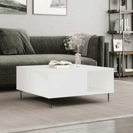 Mesa de Centro, Mesa baixa, 80x80x36,5 cm derivados de madeira branco