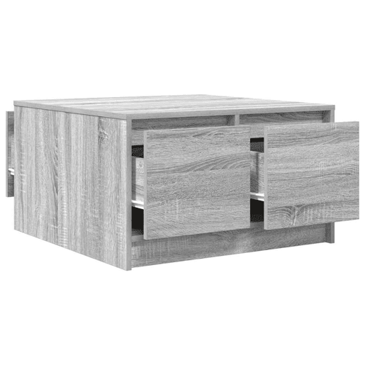 Mesa de Centro, Mesa baixa, com gavetas 70,5x70x40 cm sonoma cinzento