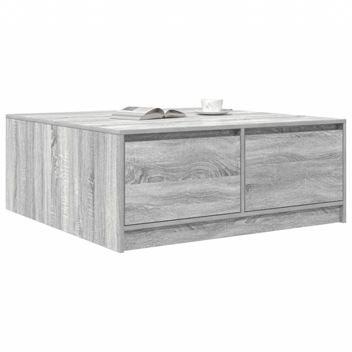 Mesa de Centro, Mesa baixa, com gavetas 100x100x40 cm sonoma cinzento