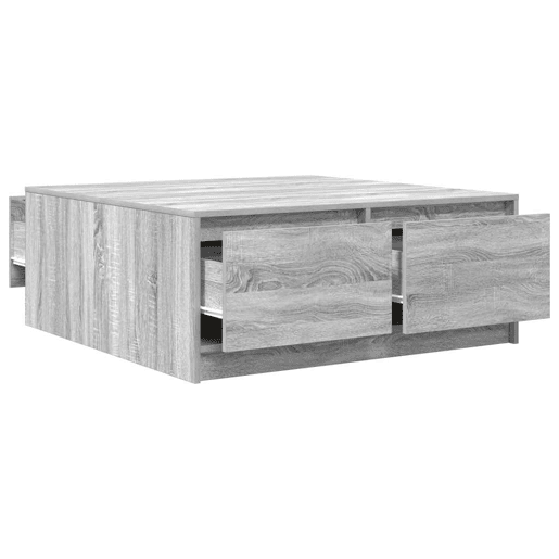 Mesa de Centro, Mesa baixa, com gavetas 100x100x40 cm sonoma cinzento