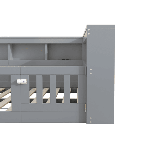 Cama Daybett 140x200cm - Sofá-cama, com compartimento de arrumação, estrado, com tomada e USB - Cinza