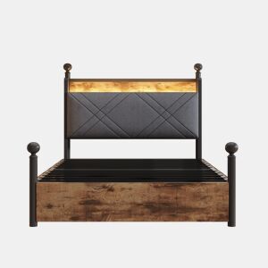 Cama multifuncional 90x190 - com arrumação, duas gavetas, duas portas USBType-C - Preto