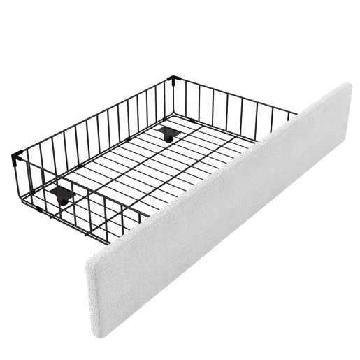 Cama plana 90x200 cm - Acolchoada, resistente à lã de ovelha, em forma de coelho, 2 gavetas - Branca