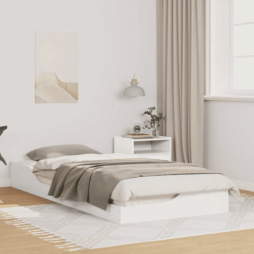 Estrutura de cama de solteiro para adultos - Branco 90 x 210 cm Madeira de Pinheiro Sólida