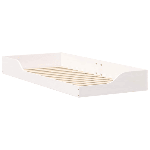 Estrutura de cama de solteiro para adultos - Branco 90 x 210 cm Madeira de Pinheiro Sólida