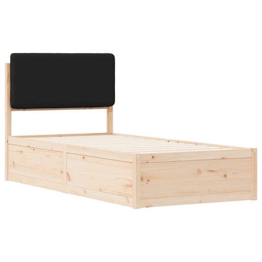 Estrutura de cama de solteiro para adultos com Cabeceira Estofada Preto 75 x 190 cm