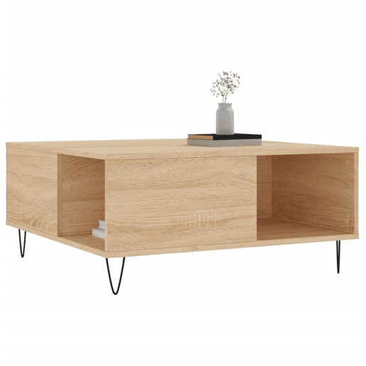 Mesa de Centro, Mesa baixa, 80x80x36,5 cm derivados madeira carvalho sonoma