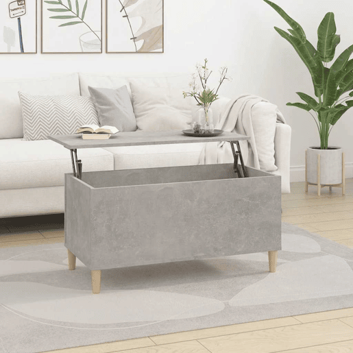 Mesa de Centro, Mesa baixa, 90x44,5x45 derivados de madeira cinzento cimento