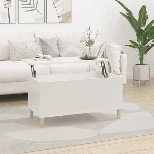 Mesa de Centro, Mesa baixa, 90x44,5x45 cm derivados de madeira branco brilhante