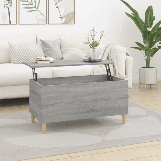 Mesa de Centro, Mesa baixa, 90x44,5x45 cm derivados de madeira cinza sonoma